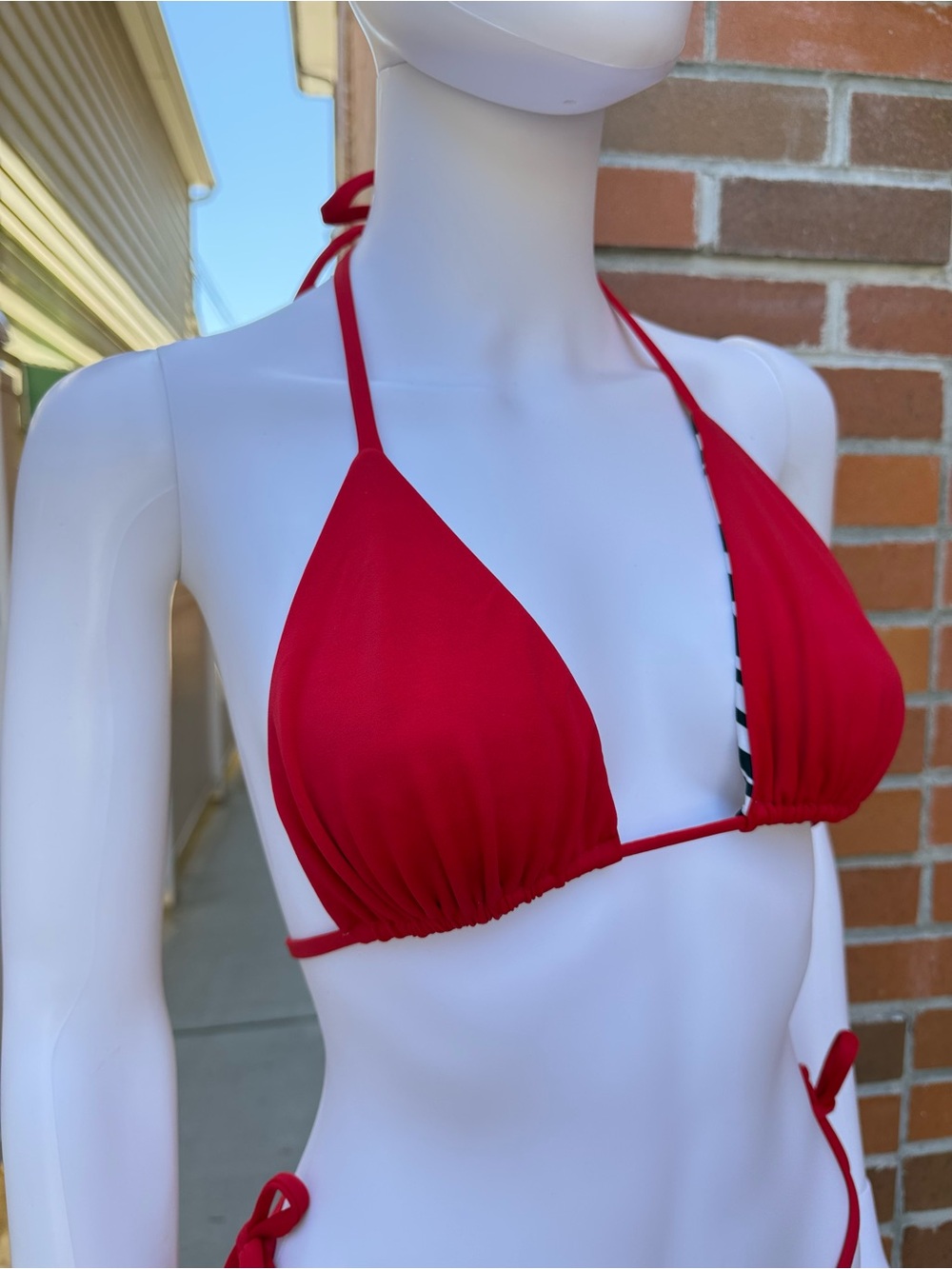 Red String Zebra Print Triangle Bikini - Picture 16 of 16